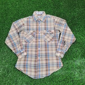 Vintage 70s LEVIS Rancher Shirt Small 19x28 Shadow Plaid USA
